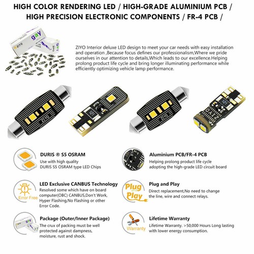 10 Bulbs Deluxe LED Interior Light Kit White for VW Jetta / Bora 2005-2010 MK5 - Picture 5 of 8