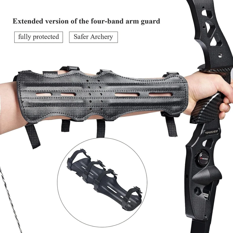 Archery Arm Guard Finger Guard Protective Gloves Recurve Compound Bow Hunting - Image 3 of 4
