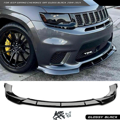 Front Bumper Splitter Lip ABS Gloss Black For Jeep Grand Cherokee SRT 2014-2021