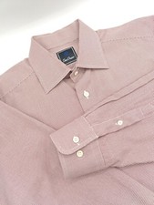 🇺🇲 David Donahue Men's 16x33 100% Cotton Dress Shirt  Burgundy Houndstooth