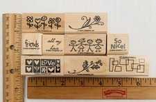 Stampin Up Smorgasborders Set of 9 Wood Mounted Rubber Stamps Border 2004 Love