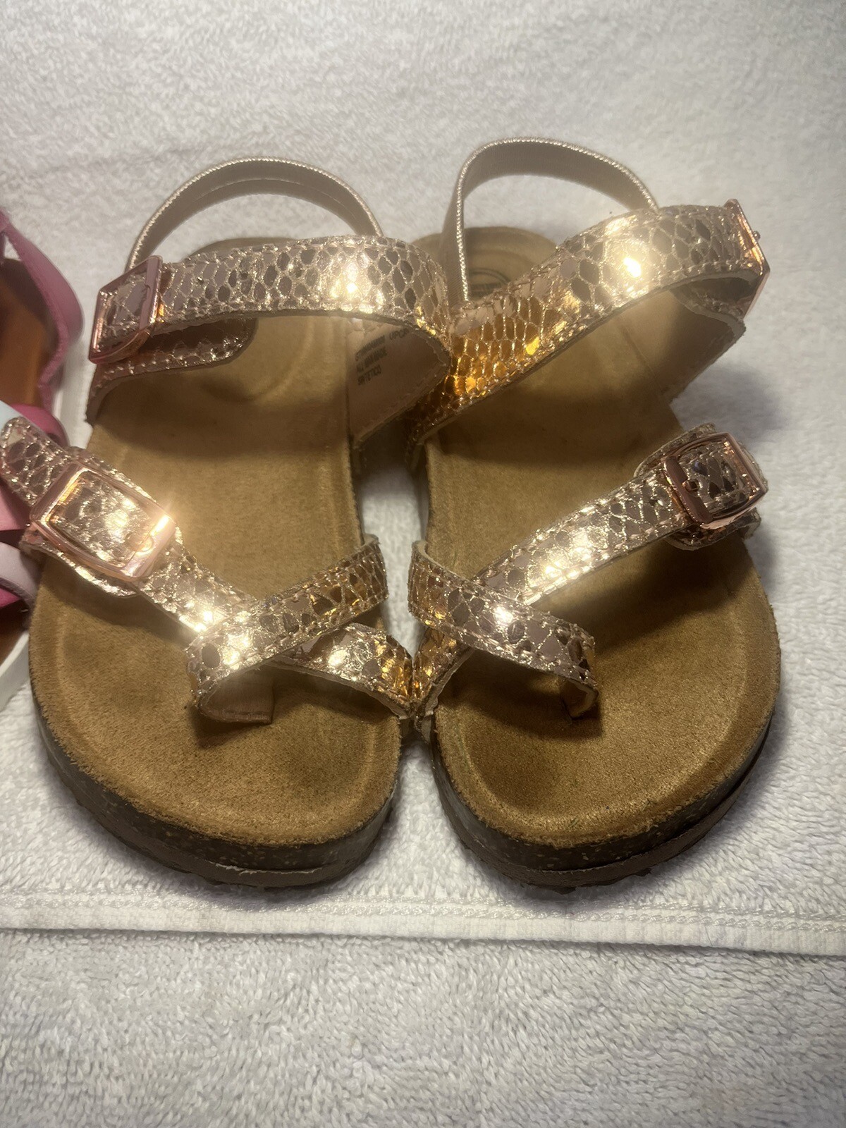 Lotto di sandali per bambina Wonder Nation taglia 8 9 tessuti gladiatore bianchi rosa