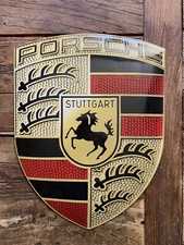 NEW in Box PORSCHE Factory Sealed CREST LOGO WAPPEN PORCELAIN ENAMEL DEALER SIGN