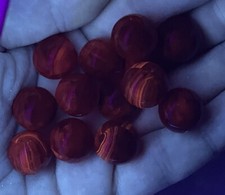 Lot of 13 Vintage Red UV Cadmium Orange Swirl Clear Glass Marbles