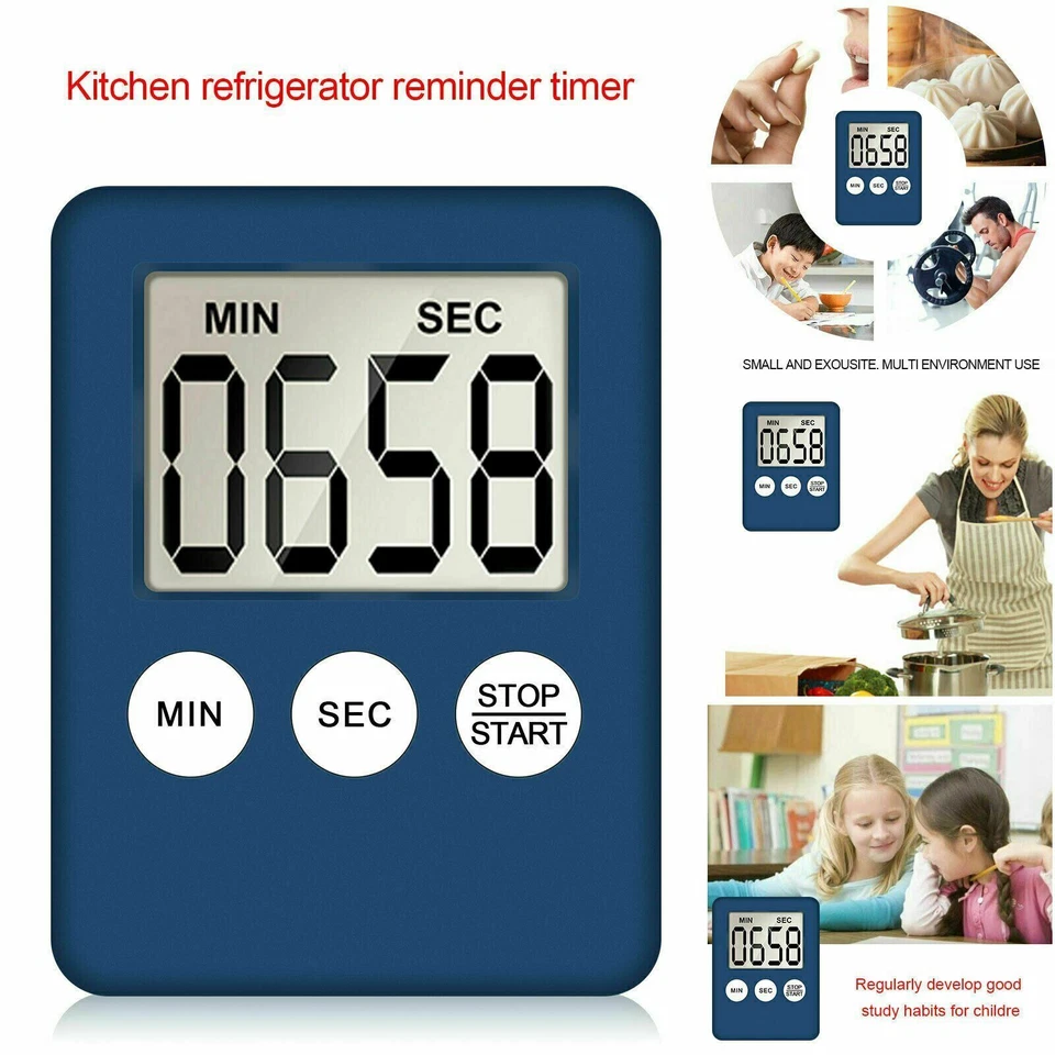 2PCS Magnetic LCD Digital Kitchen Large Timer Loud Alarm Count-Down Up Clock - Image 2 of 4
