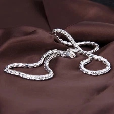 925 Sterling Silver 4mm Twist Snake Chain Necklace Woman Man Fashion Jewelry