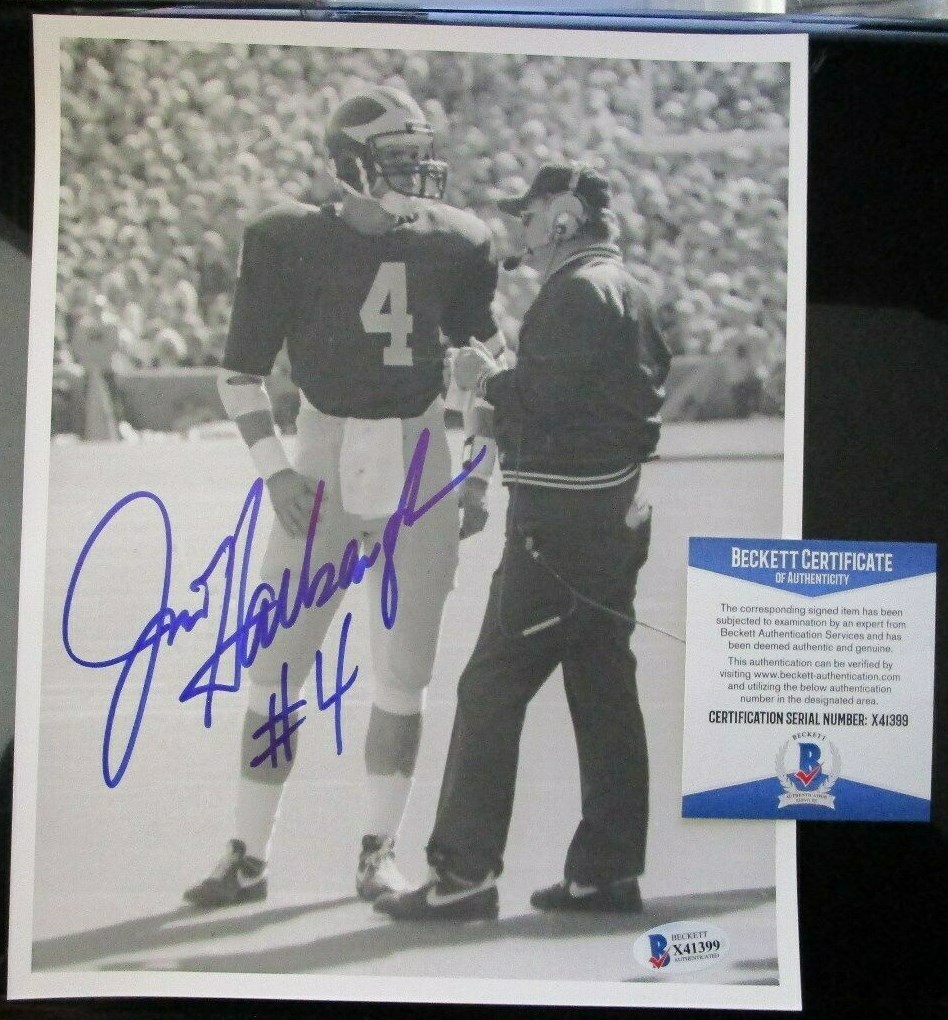 Jim Harbaugh Autographed Signed Michigan Wolverines w/ BO 8x10 PHOTO BECKETT BAS COA X41399 