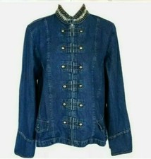 Hannah Denim Jacket Womens Medium Blue Cotton Zip Long Sleeve 17659