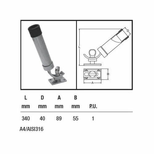 Portacanne per da Barca, 340 MM, Acciaio Inox A4 M8549 - Immagine 2 di 2