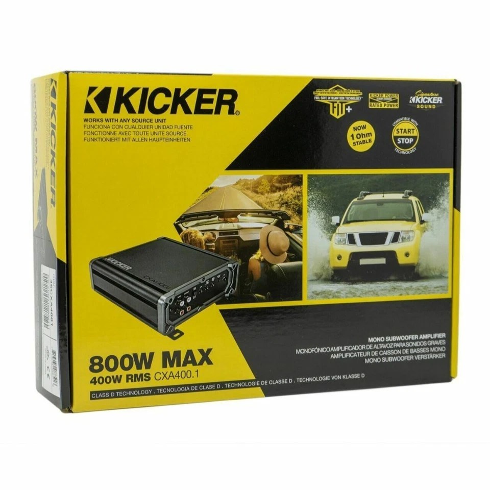 Amplificador mono Kicker CXA400.1 classe D + kit amplificador calibre 4 T4AW-R - Imagem 2 de 4