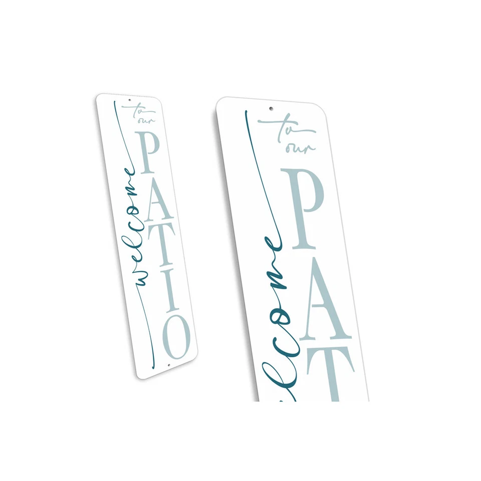 Letrero metálico Bienvenido a nuestro patio Foto 3 de 4