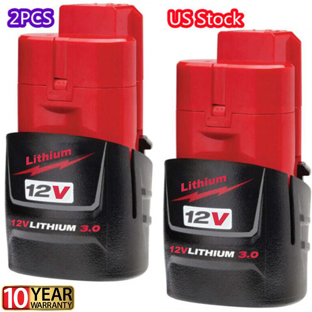 2-Pack Milwaukee M12 48-11-2430 3.5Ah Lithium Battery Free Shipping