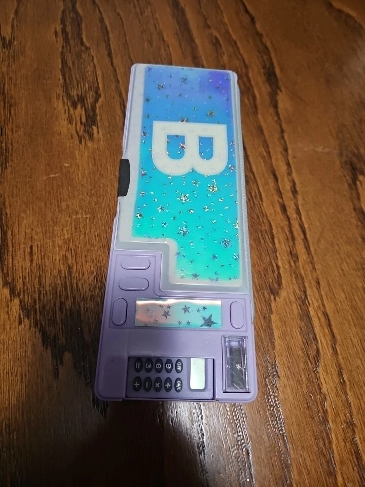 Estuche de lápices magnético de doble cara Justice Girls sacapuntas calculadora almacenamiento Foto 2 de 4