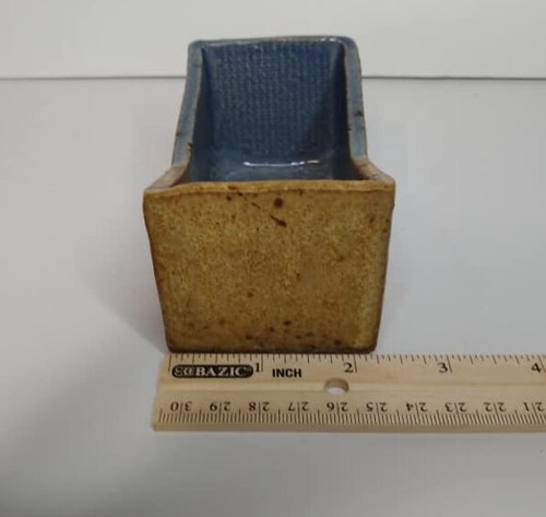 Claybanks Pottery Desk Accessory Blue & Brown Tape or Card Holder Michigan - Picture 8 of 8
