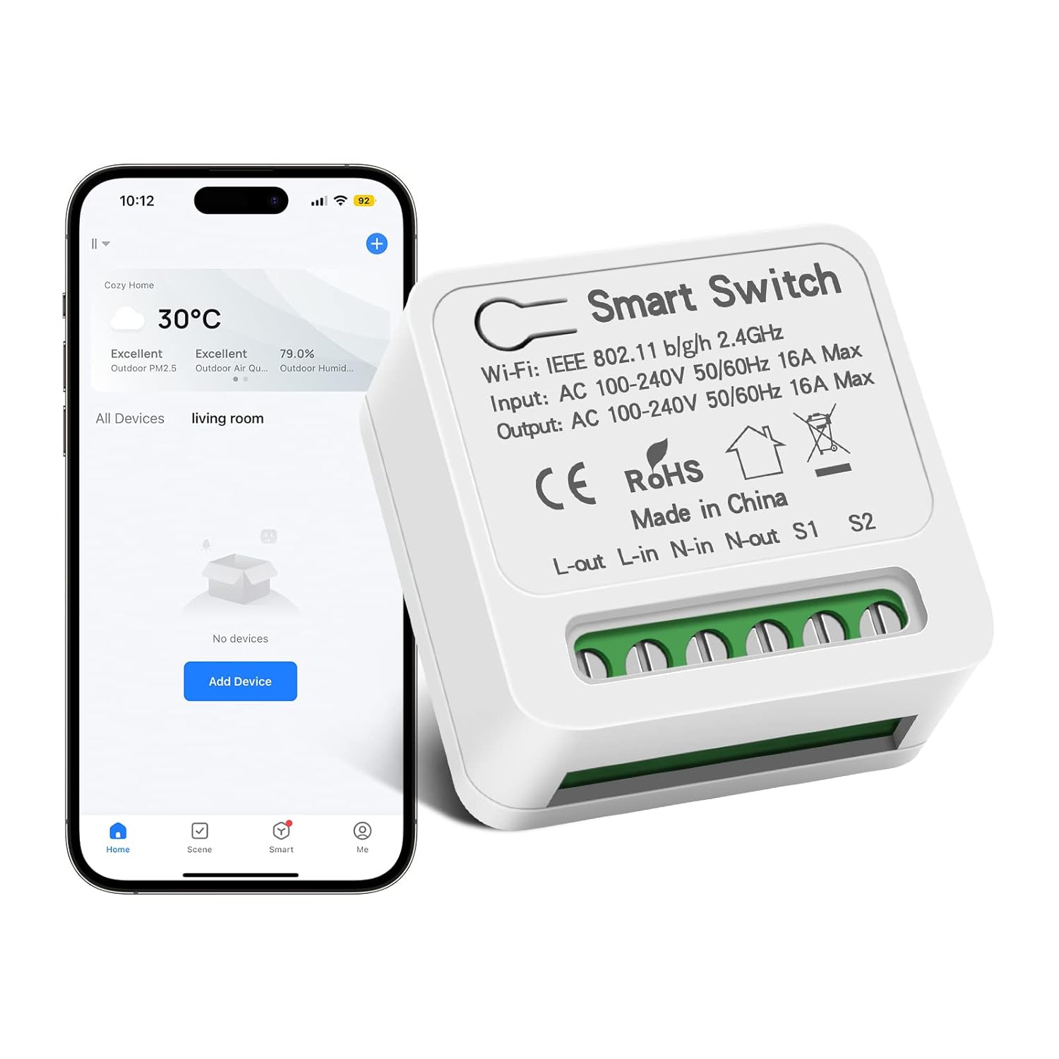Interruttore Wifi Intelligente 16A | Switch Smart 2 Way per Domotica