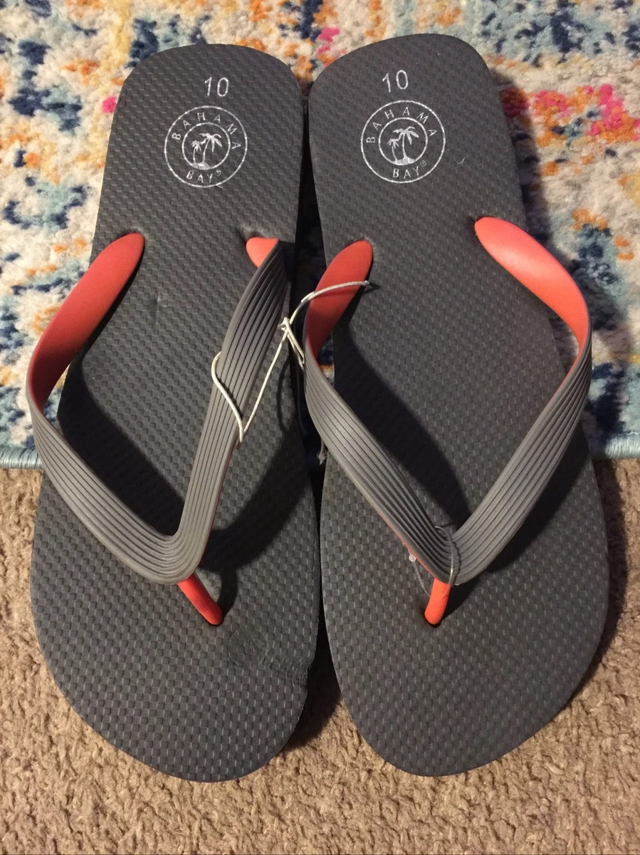 Mens Bahama Bay Flip Flops Gray Orange Size 10 eBay
