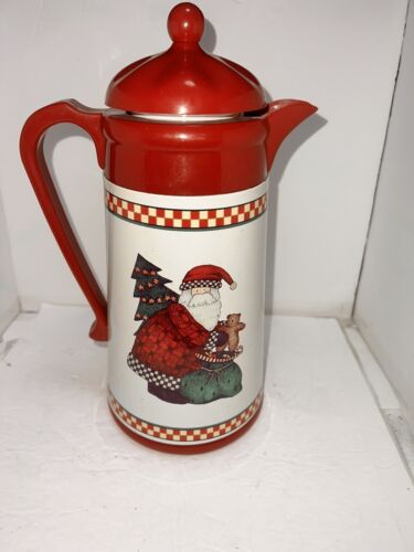 Furio Carafe Red Thermal Coffee Pot Christmas VTG Santa Holiday 32 Ounce