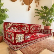 Moroccan Sofa Set | Arabic Majlis Style Floor Sofa | Bohemian Floor Cushions