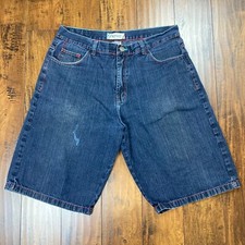 INDIGO 30 Men  s Jean Shorts Skater Baggy 90s VINTAGE Dark Wash Size 40