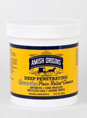 Amish Origins Deep Penetrating Greaseless Pain Relief Cream Restless Legs 14 OZ