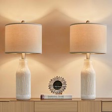 23.75 inches Modern Ceramic Table Lamp Set of 2 for Bedside Nightstand Lamp