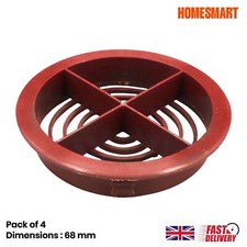4 x Brown Plastic 68mm Round Soffit Air Vents, Push-in Roof, Eave, Fascia Disc