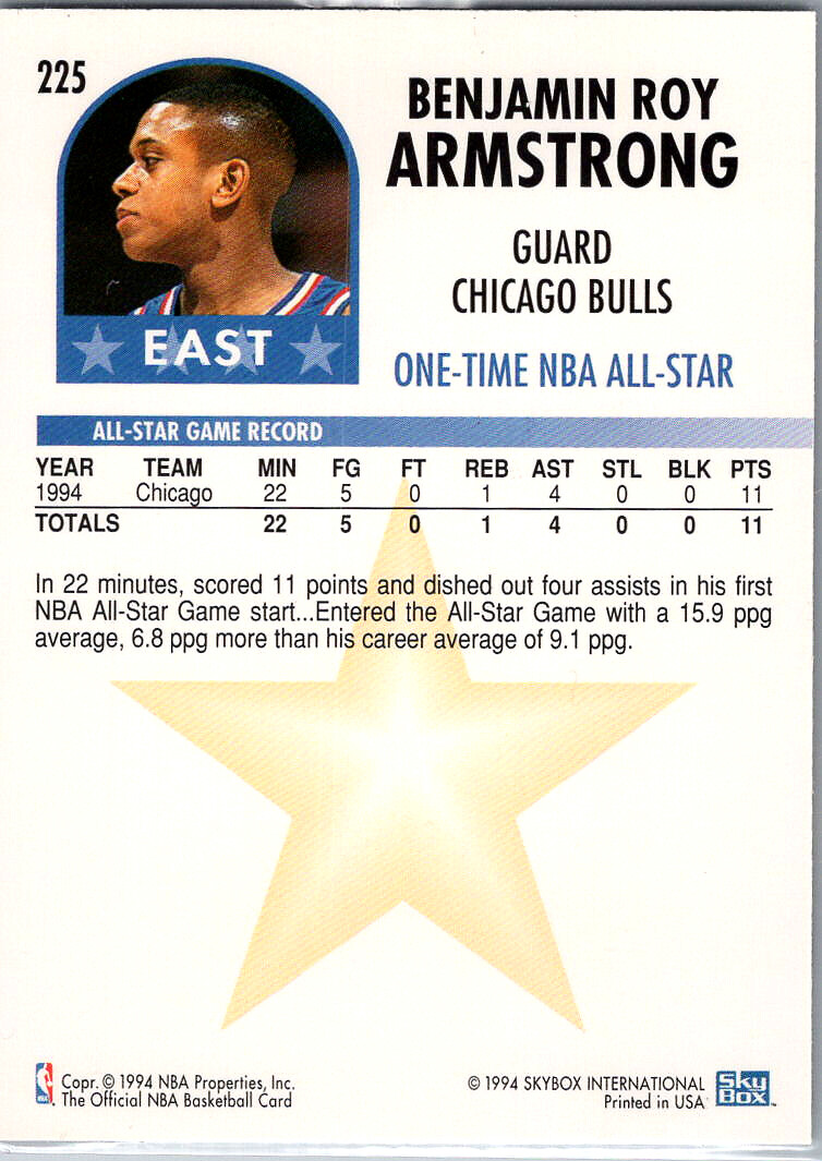225 B.J. BJ Armstrong EAST ALL-STAR 1994 Skybox | eBay