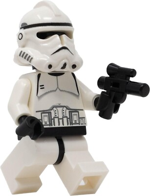 LEGO Star Wars: White Ep Clone Trooper Minifigure (Phase 2) with Blaster  Blue