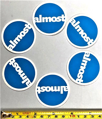 Lot of 6 Almost Skateboards  Blue Vintage sticker  1-7/8 ''