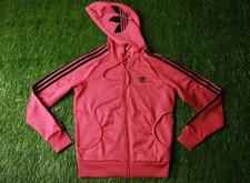 ADIDAS ORIGINAL 3 STRIPES WOMENS CASUAL FULL ZIP HOODIE TRACK TOP JACKET SIZE 32