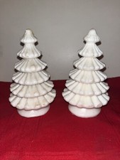 VINTAGE LOT 2 WHITE CHRISTMAS TREE CANDLES 6.75 Unmarked
