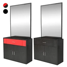 Wall Mount Barber Salon Station with Mirror for Hair Styling Makeup Beauty Spa