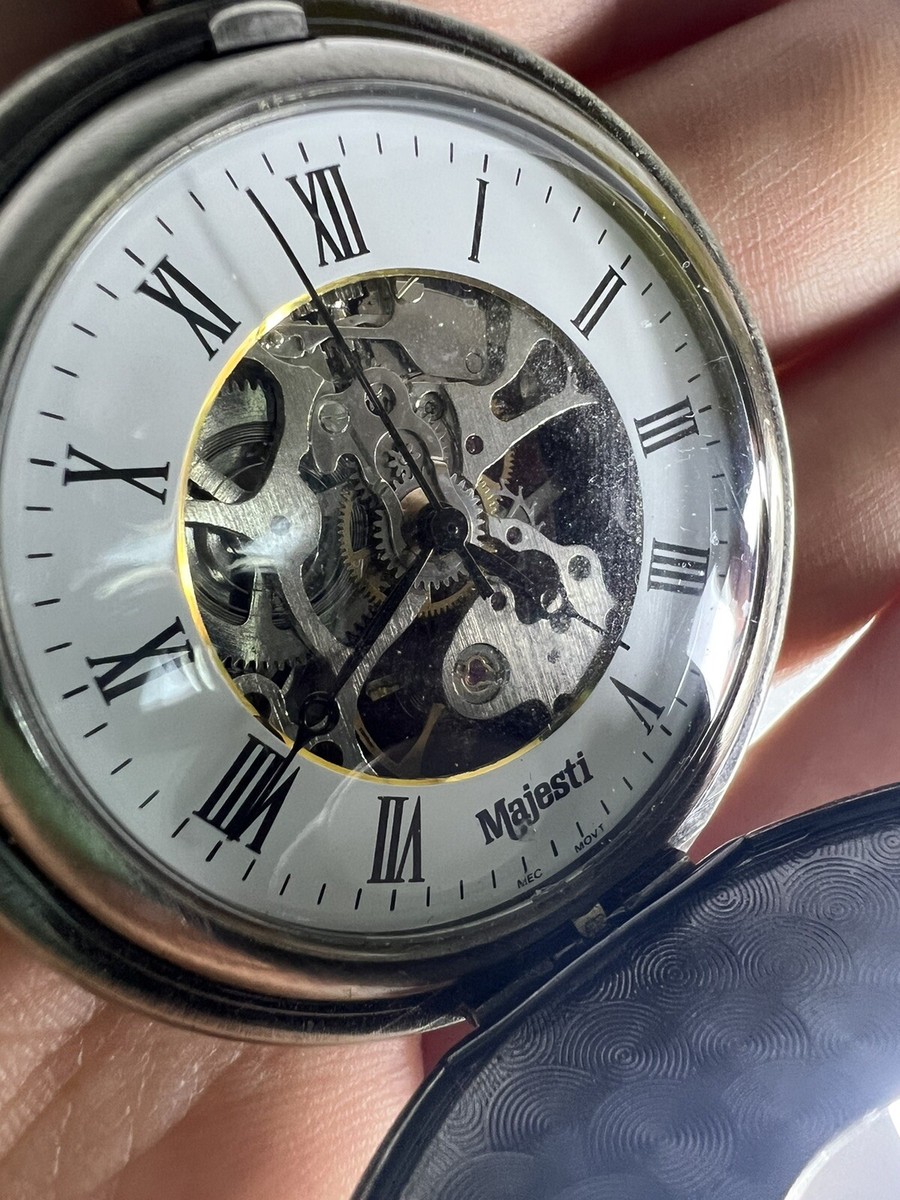 Majesti Pocket Watch silver Tone Vintage 17 Jewel Jewelry
