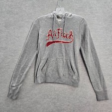 Abercrombie  Fitch Women Sweatshirt Small Gray Hoodie Fleece Drawstring