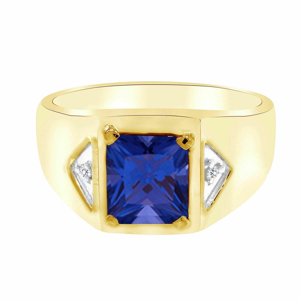 14k Gold Plated Simulated Sapphire Diamond Solitaire Engagement