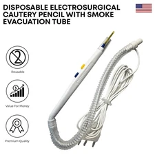 Disposable Electrosurgical ESU Cautery Pencil with Smoke Evacuation Tube-Sterile