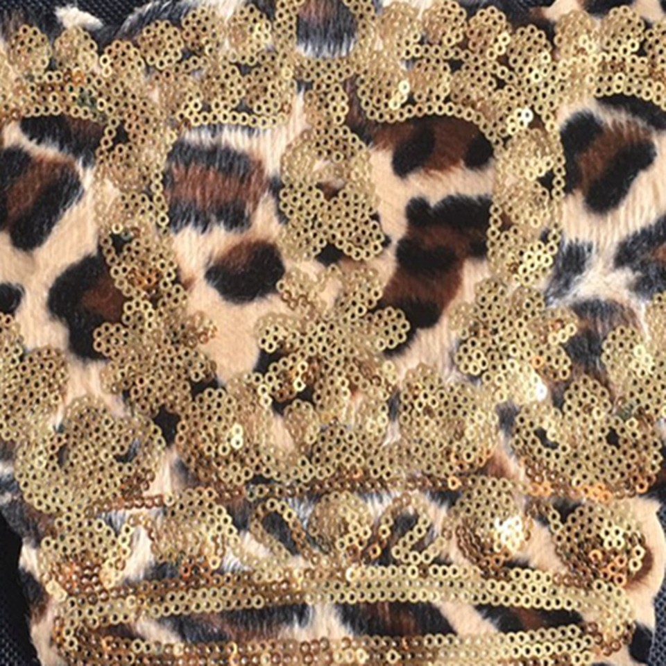 Leopard Crown Patch Clothing Embroidery Sequin Patch Sewing Patches ...