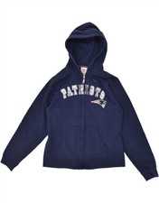 NFL Womens Graphic Zip Hoodie Sweater UK 12 Medium Navy Blue Cotton AQ24