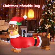 5 FT Inflatable Christmas Dog w/ LED Lights Blow Up Outdoor Yard Lawn Decoration