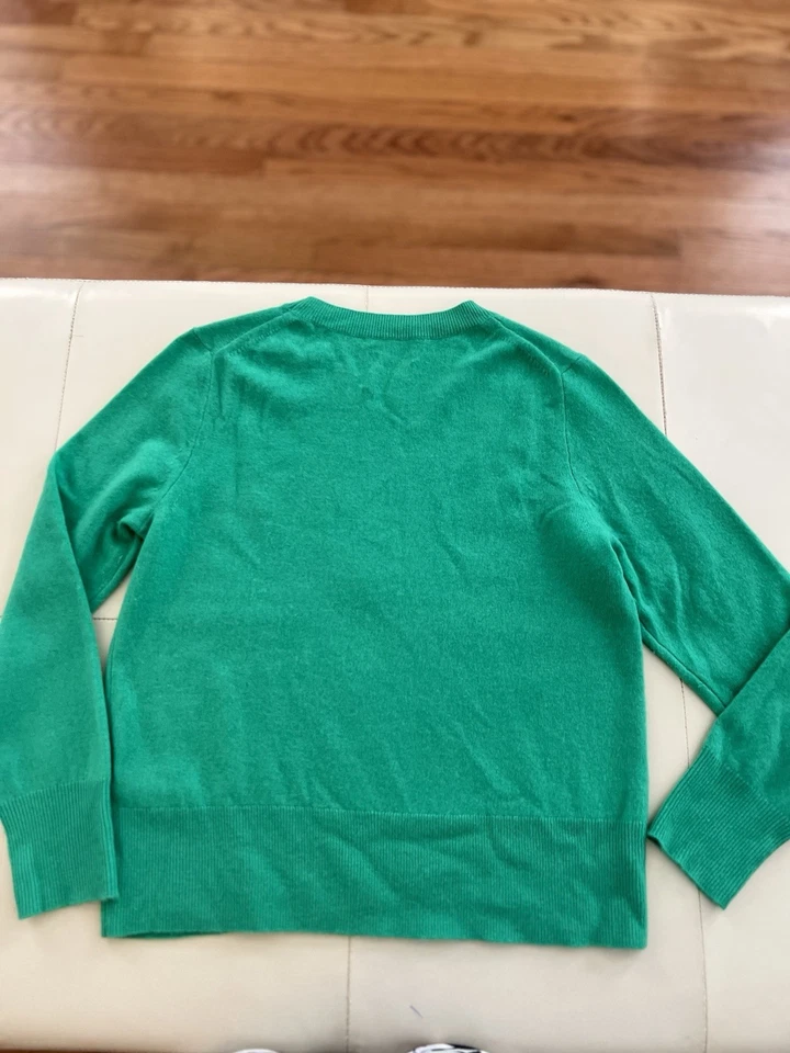 J.Crew Mujer Cachemir Suéter Medio Verde Cuello Redondo Jersey Foto 2 de 4
