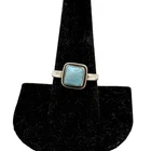 Vintage Sterling Silver 925 Blue Calcite? Square Ring Size 9 Minimalist Sky Blue