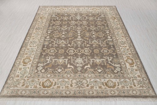 Turkish Oushak Style Olive Green Beige Soft Wool Hand Knotted CUSTOM SIZE Rug - Picture 2 of 13