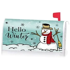 Hello Winter Snowman Decoration Mailbox Cover with Magnetic Strip Winter 