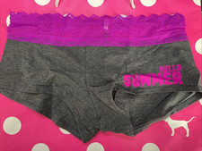 NEW 2015 Victoria Secret PINK Lace Waist Boyshort Panties M Vintage Hello Summer