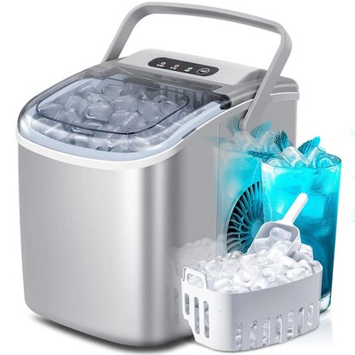 Portable Countertop Ice Maker Machine with Handle 9 Bullet-Shaped Ice Cubes R...