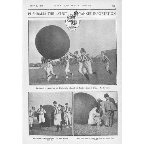 PUSHBALL England v America at Leeds - Antique Print 1902