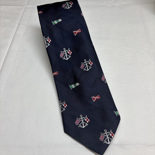 Polo Ralph Lauren Yacht Club Burgee Flag Navy Silk Tie