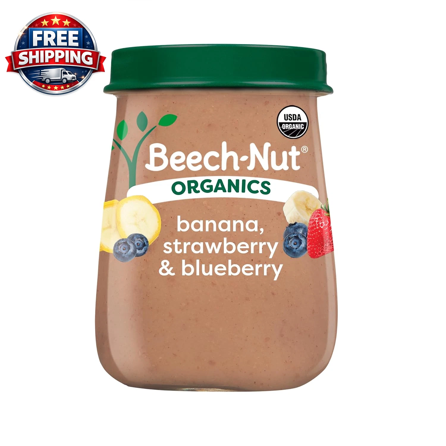 Beech‑Nut Organics Banana, Strawberry & Blueberry Baby Food Jars, Stage 2 for 6+