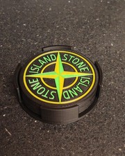 Set of 4 Stone Island Coasters for Drinks with Holder Black