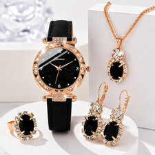 5PCS Women Watch Jewellery Set Rhinestone Quartz Wrist Watch Gift Set